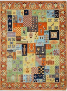 Hand-Knotted Multicolor Traditional Tribal Gabbeh Area Rug | Handmade | 8x10 ft. - Picture 1 of 9