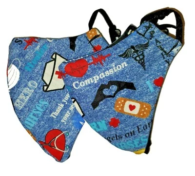 2 Pack - Nurse Print hand made face masks - Denim Theme - Image 1 of 4