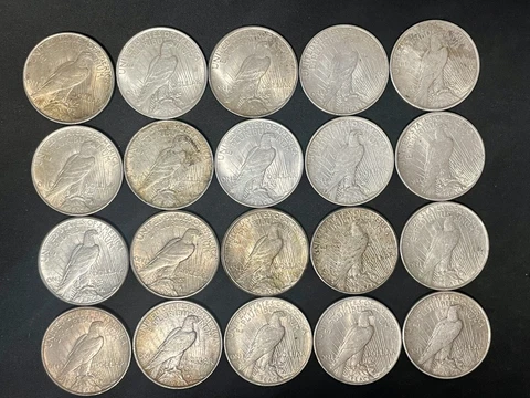 US Peace 90% Silver Dollar Roll 20 Coins XF/AU/UNC Mixed (1922 - 1924) Cover