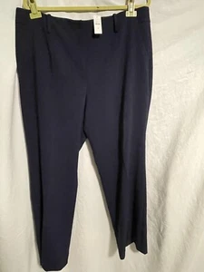 Pantaloni Southhampton Talbots nuovi con etichette, vita in vita - gamba dritta - lunghezza intera, blu navy, taglia 16 - Foto 1 di 5