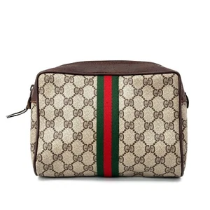 Vintage GUCCI Clutch Tasche Sherry Line GG PVC Leder braun echt #345 - Bild 1 von 12