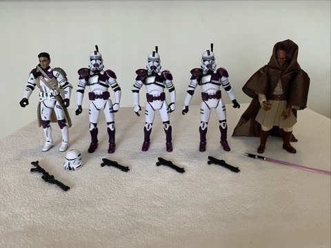 Star Wars 3.75" Mace Windu Attack Battalion Purple Clone Troopers Battle Pack Cover