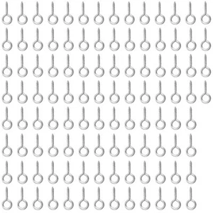 100Pcs Screw Eye Pins 15 x 7mm Stainless Steel Eyelet Screws Silver Eye Hooks... - Picture 1 of 7