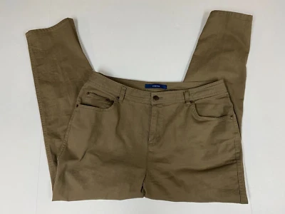 Pantalones chinos Bill Blass para mujer 14 petites marrón recto elástico Foto 1 de 4