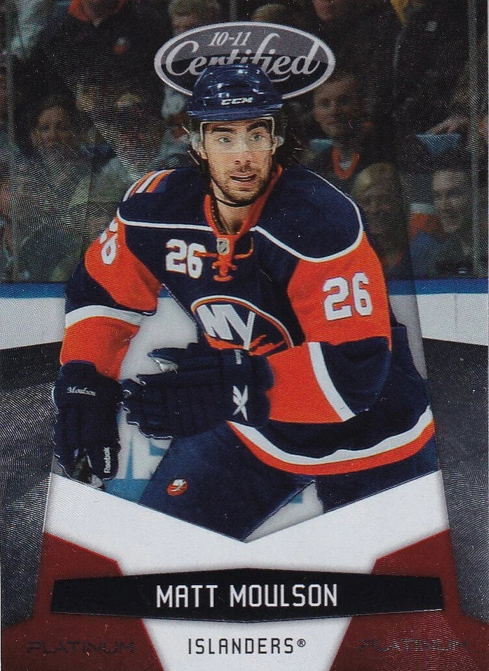 🏒 10-11 CERTIFIED PLATINUM RED - MATT MOULSON /999 #91 NEW YORK ISLANDERS - Image 1 of 1