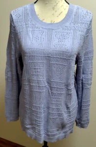 Christopher & Banks Size M Long Sleeve Blue Round Neck Pullover Sweater - Picture 1 of 10