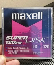 Maxell 120MB Superdisk Super Disk DOS Formatted  SEALED NEW LS120 LS 120