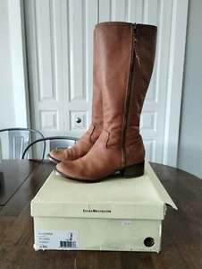 Lucky Brand Brown Cognac Tall Knee High Leather Riding Moto Boots Womens 8.5 - Picture 1 of 10