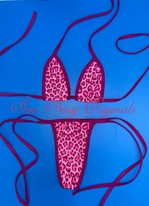 Pink Cheetah Print bikini sexy Exotic Dance wear Stripper One Size - Picture 1 of 2