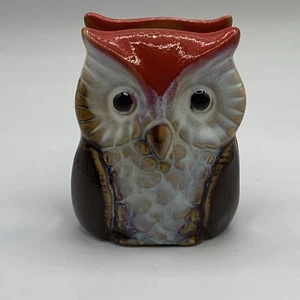 Glasierte Keramik Eule Servietten/Versandhalter doppelseitig rot/braun Herbstfarben - Bild 1 von 9