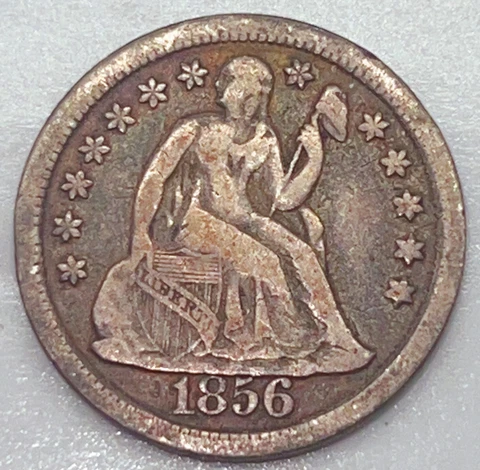 1856 10C Large Date VF Seated Dime RD 455 Cover
