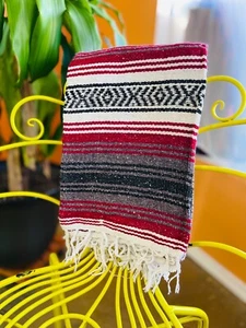 Auténtica manta mexicana falsa mexicana tejida a mano manta de yoga 72 "x 49" - Imagen 1 de 4