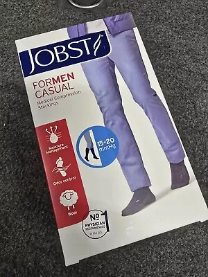 JOBST FORMEN CASUAL MEDICAL COMPRESSION SOCKS, KNEE HIGH, BLACK, 15-20 mmhg NEW - Image 1 of 4