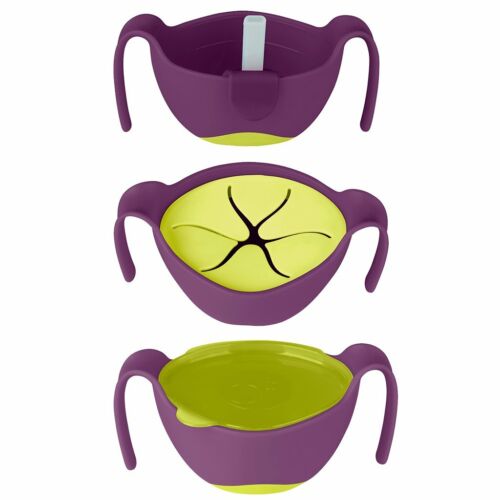 Purple b.box Bowl w/ Straw Snack Holder/ Bowl/Storage Box 3-in-1 White Packaging