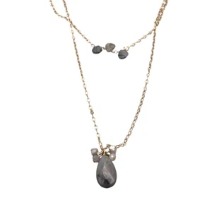 NWT Banana Republic Two-Tier Semi-Precious Stone Gold Tone Chain Necklace - Picture 1 of 7