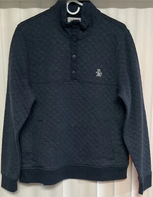 Sudadera Penguin 1/4 Snap Pull Over para hombre grande azul.    6816 Foto 1 de 3