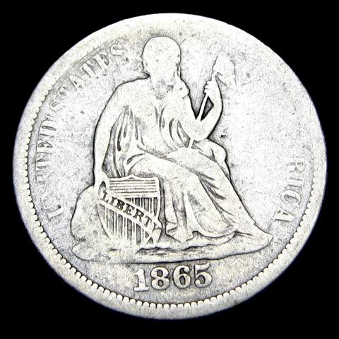 1865-S Seated Liberty Dime Silver ---- Nice Rare Coin ---- #SS936 Cover