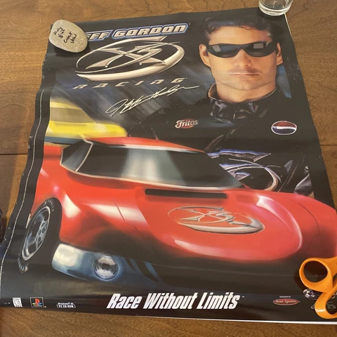 Vtg NASCAR JEFF GORDON #24 DuPont Chevrolet racing poster PlayStation 18x  22 Cover