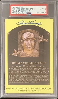 Goose Gossage Signed Gold HOF Plaque Postcard Yellow NYY PSA/DNA Autograph Mint9 - Image 1 of 3