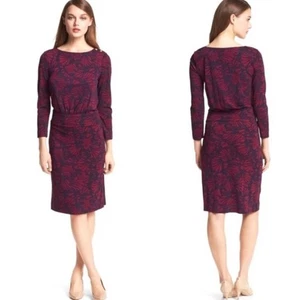 Tory Burch Etta Print Blouson Midi Dress Floral Button Boat Neck 3/4 Sleeve, XS - Picture 1 of 16