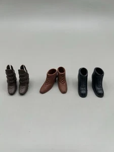 Barbie Fashion Ankle Boots Assorted Colors Styles Lot of 3 Pairs Black Brown - Picture 1 of 7