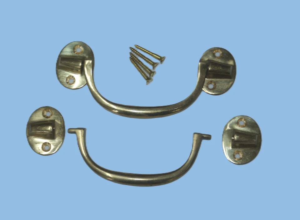 Solid Brass Drawer Pull Drop Handle 4" (2 Handles),Old Stock Clearance. - Image 1 of 1