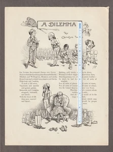 Vintage 1901 Carolyn Wells Magazin Gedichtseite ~ ein Dilemma/Stiefel ~ Reginald Birke Kunst - Bild 1 von 1