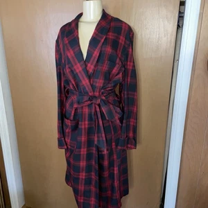60er Pendleton Wollmantel XXL Vintage Unisex Bademantel klassisch rot kariert E16 - Bild 1 von 10