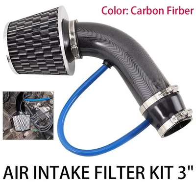 1set 3"Car Cold Air Intake Filter Induction Kit Pipe Power Flow Hose System 76mm - Image 1 of 4
