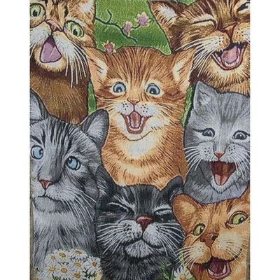 Manta tapiz Crazy Cats con borde con flecos, 42 x 54 pulgadas Foto 1 de 4