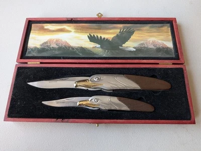 2 BALD EAGLE HUNTING POCKET KNIVES LOCKBACK W BOX - Image 1 of 3