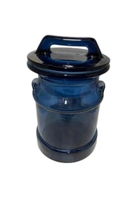 VTG LE Smith Glass Milk Can 8” Blue Canister Container Storage Cookie Jar - Picture 1 of 15