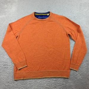 Suéter Robert Graham Para Hombres Mediano Naranja Pullover Toda Lana Suave Raglán Inteligente - Imagen 1 de 17