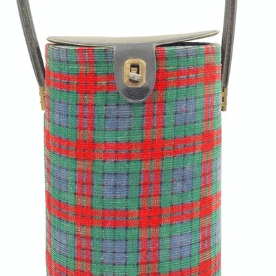 Cartera tipo cubo vintage a cuadros tartán vacaciones con asa superior bolso retro años 60 Foto 1 de 4