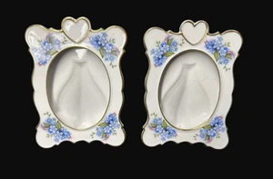 2 Koenig Porzellan Bilderrahmen Vergissmeinnicht Blumen 5,25" Thiersheim Bayern - Bild 1 von 4