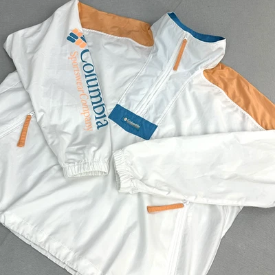 Columbia Sportswear Jacket Mens XL White Orange Packable Windbreaker Pullover - Image 1 of 4