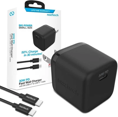 Naztech 30W PD Wall Charger with 6ft USB-C to USB-C Cable - Image 1 of 4