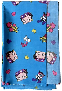 Pannello tessuto cotone blu Betty Boop Pudgy motivo subacqueo spiaggia 44 x 60 vintage anni 90 - Foto 1 di 5