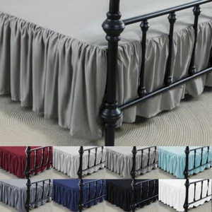 Luxury Bed Skirt Solid Microfiber Pleated 14" Drop Pleated Premium Dust Ruffle - Picture 1 of 20