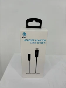 AT&T 3.5mm to USB-C Audio Headset Adapter Black Reinforced Connectors - Picture 1 of 5