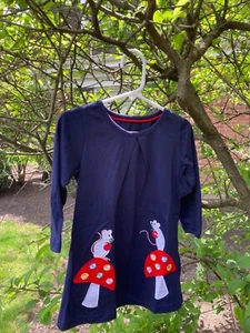 NWOT Mouse - Toadstool - Navy - Dress - Mini Boden Inspired Design Size 4 - Picture 1 of 5