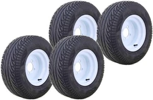 LIBRA Golf Cart Tire Rim 205/65-10 on White Wheel 4 Lugs on 4" , Set 4 -14040 - Picture 1 of 5