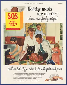 S.O.S. 1951 vintage Limpiador de almohadillas de jabón limpiador efímero años 50 anuncio impreso - Imagen 1 de 1