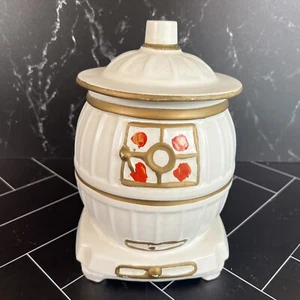Vintage McCoy White Pot Belly Stove Ceramic Cookie Jar Rare 10" x 7" x 7" USA - Picture 1 of 8