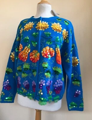 NWT Jane's Closet DESIGN OPTIONS L Art-Wear Fruit Vegtable Harvest Lux Sweater - Image 1 of 4