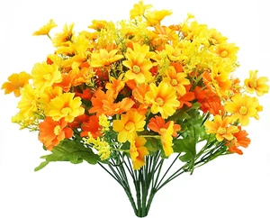6 Bundles Artificial Daisy Mums Flowers UV Resistant for Home Garden Porch D�Cor - Picture 1 of 12