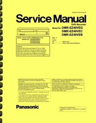 Panasonic DMR-EZ49 VEG VEC VEB DVD Grabadora MANUAL DE SERVICIO Foto 1 de 2