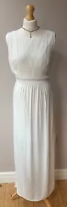 Maxi Vestido Hugo Boss Talla 12 Crema Sin Mangas Corte Abellara - Imagen 1 de 5