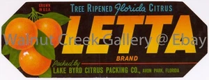 Florida Fruit Crate Label Fine Art Print, Orange , approx 13.8" x 5.4" 12825 - Picture 1 of 1