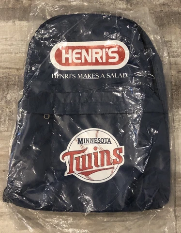 1991 Minnesota Twins New Sealed Promotional Backpack Henri’s Salad Dressing Cover